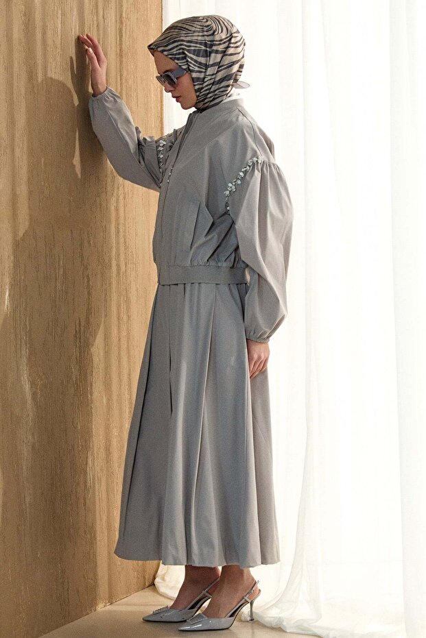 Çiçek Aplikeli Bomber Ceket - 3