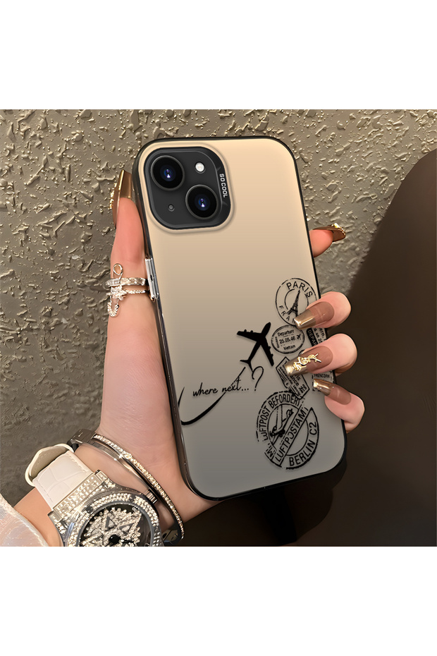 iPhone 14 Plus/15 Plus Compatible Luxury Airplane Stripe Pattern High-Quality Phone Case