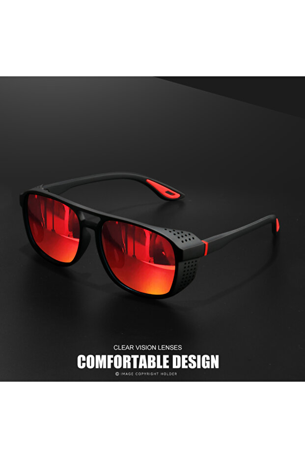 C4 Red 1PC/3PC sport polarized sunglasses, windproof design, suitable for outdoor cycling and runnin
