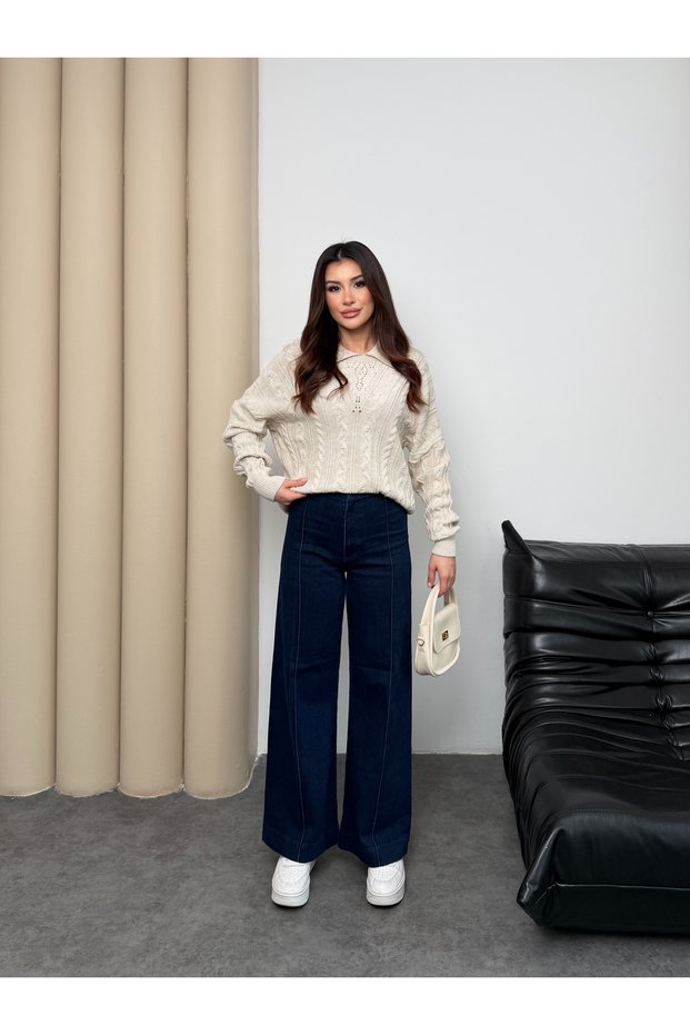 Pearl Detailed Hair Knit Women's Sweater