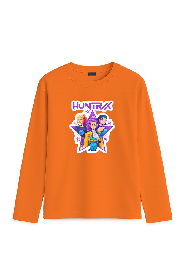 Kpop Demon Hunters Hunterix Printed Long Sleeve Girls' T-Shirt 4-13 Years - Huntr/X
