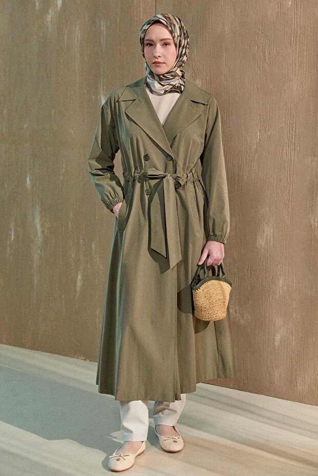 Kruvaze Kuşaklı Pardesü - 1