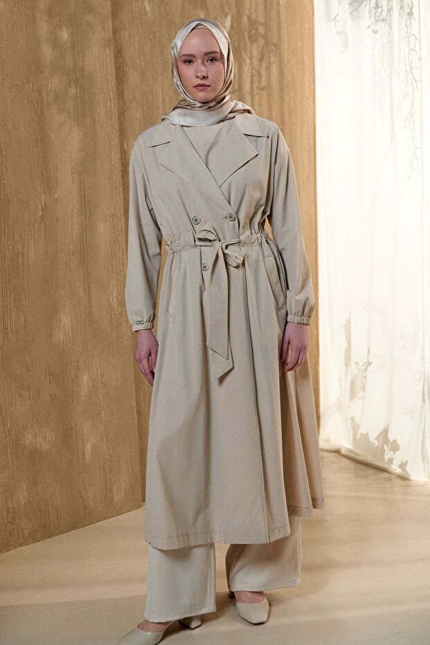 Kruvaze Kuşaklı Pardesü - 3