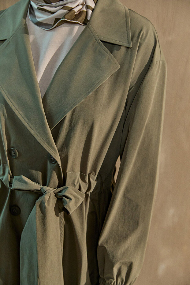 Kruvaze Kuşaklı Pardesü - 5