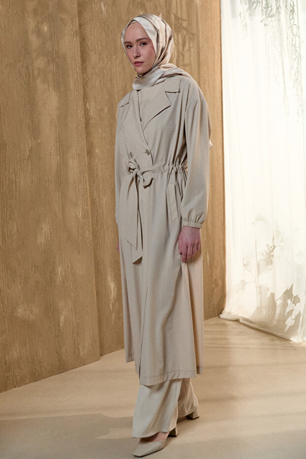 Kruvaze Kuşaklı Pardesü - 4