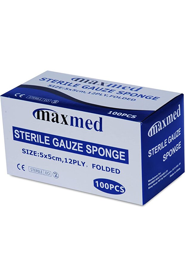 MAXMED 5cmx5cm Sterile Gauze Pads for Wound Dressing| 100-Piece (5 pcs X 20 Pouches)