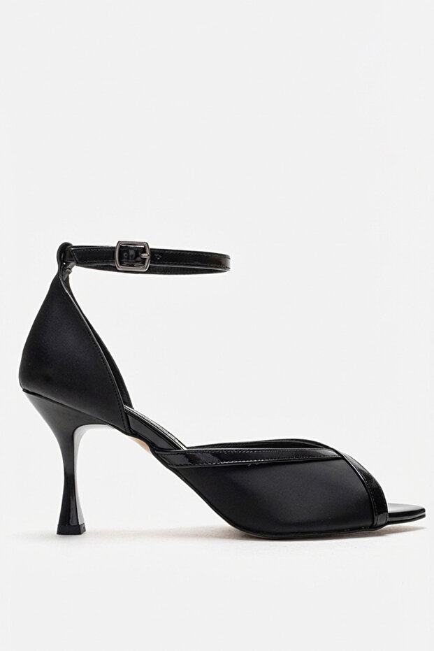 Women's Ankle Strap Heeled Evening Dress Shoes Zy 4153 Black