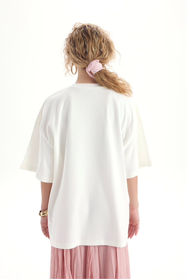 Cloud Dancer Beyaz Oversize T-Shirt - 5
