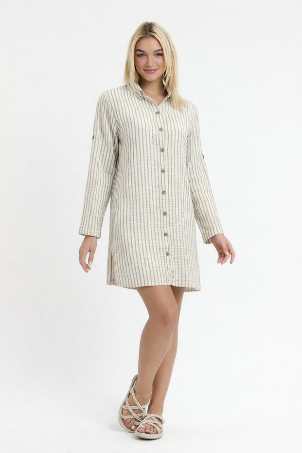 Muslin Tunic-Muslin Shirt Collar Tunic-Muslin Shirt Dress-1195