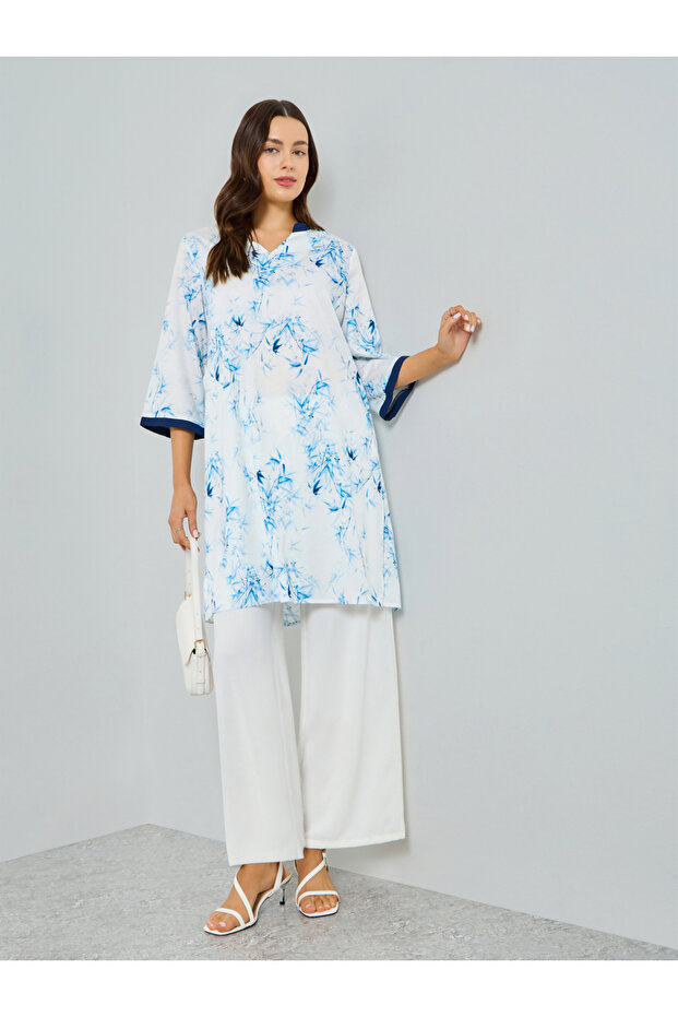 Floral Print A-Line Tunic and Trousers Co-Ords