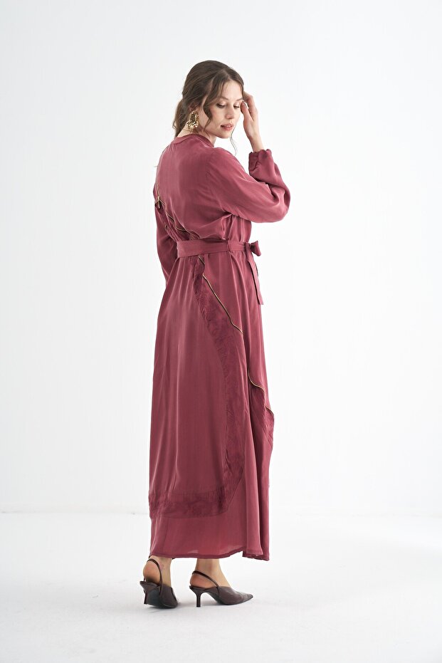 Nakış Detaylı Cupro Elbise - 6