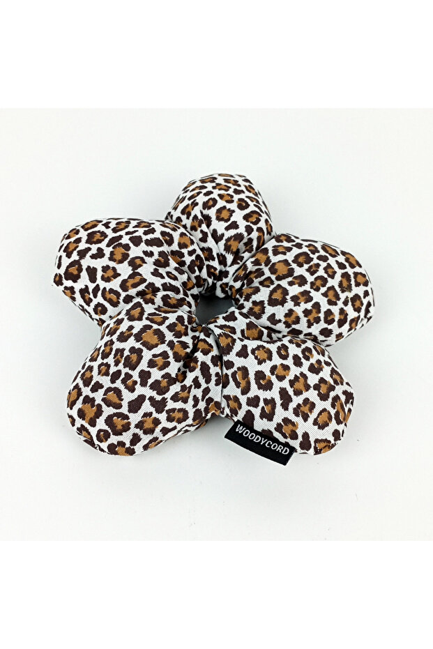 Brand Handmade Leopard Flower Fluffy Scrunchie Hair Tie