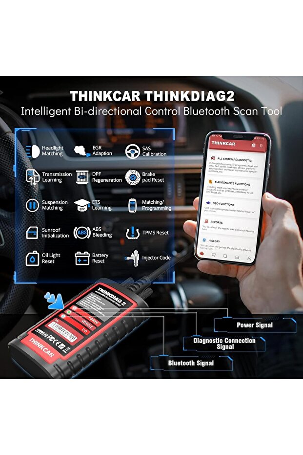 جهاز Thinkdiag2 لفحص وتشخيص أعطال نظام OBD2 ثنائي الاتجاه، متوافق مع نظامي iOS وAndroid - 5