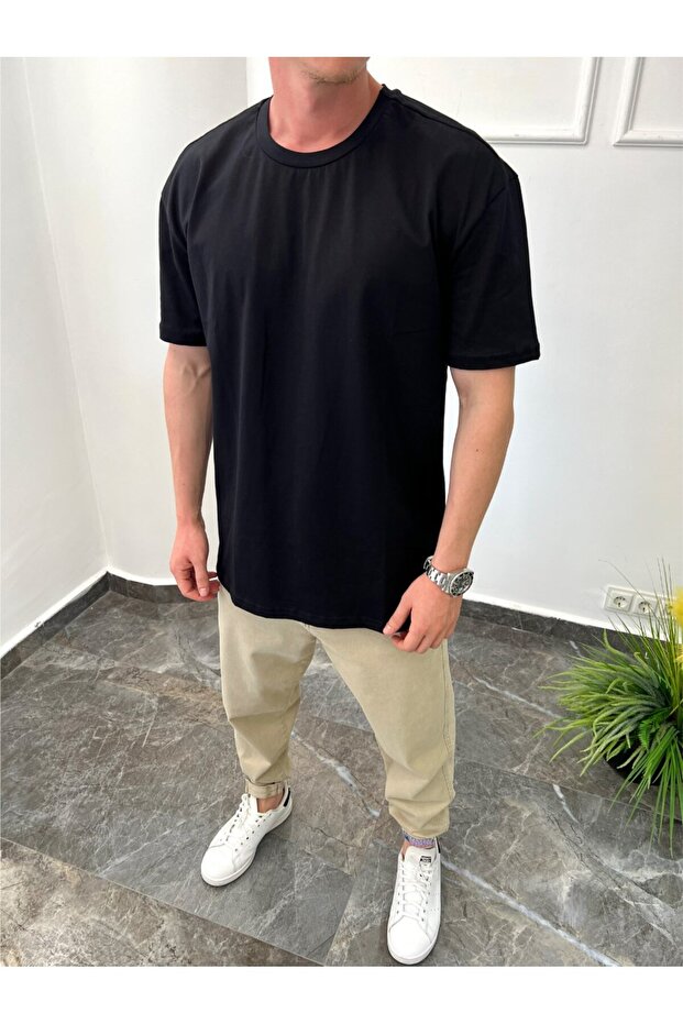 تيشيرت أسود أساسي بقصة مستقيمة - 2