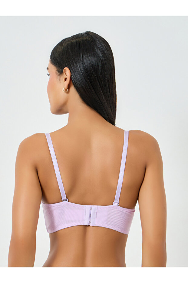 حمالة صدر طويلة مبطنة بسلك معدني بلون بأسلاك - 4