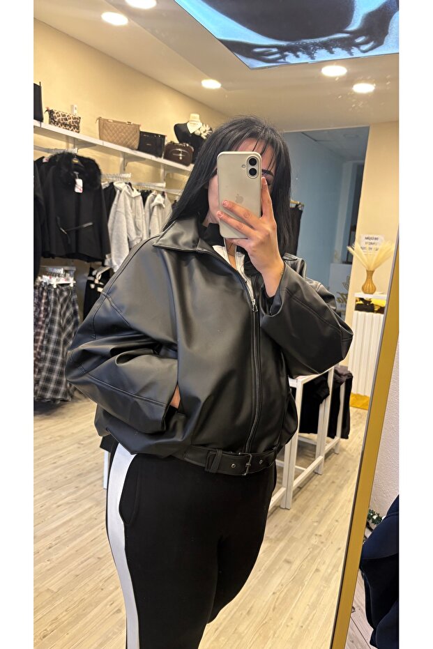 Bombeli deri ceket - 1