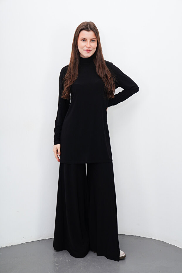 Maxi Tunic & Trousers Set-Black