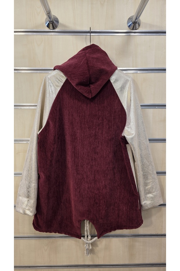 Jachetă de catifea cu glugă - 5