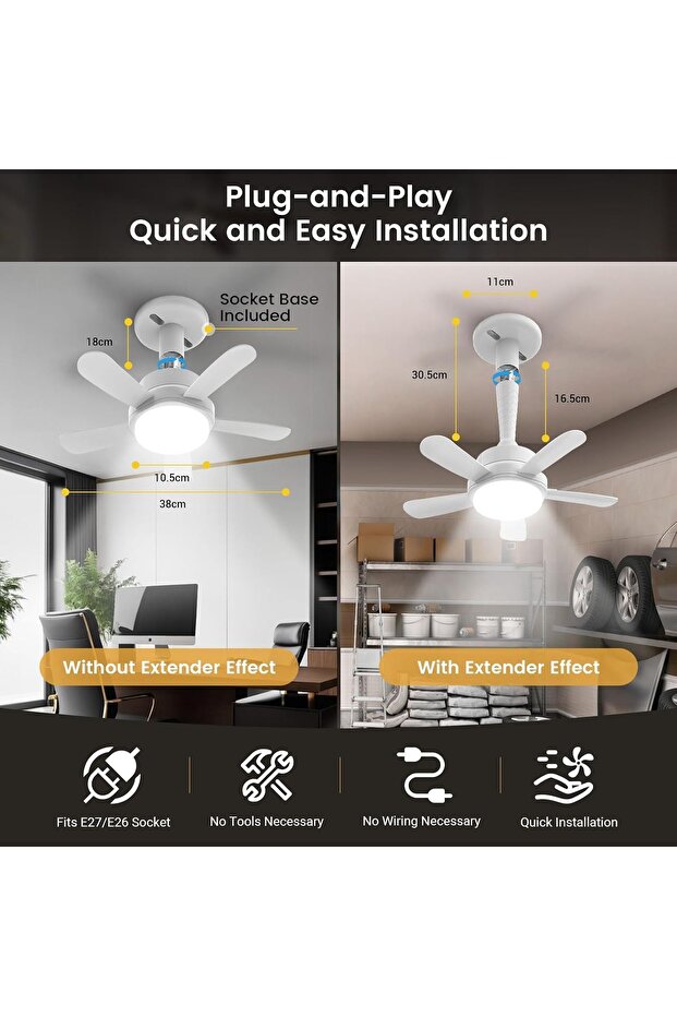 Blitzwill LED ceiling light, 38 cm, remote control, silent, 6 speeds, dimmable, E26/E27, timer - 2