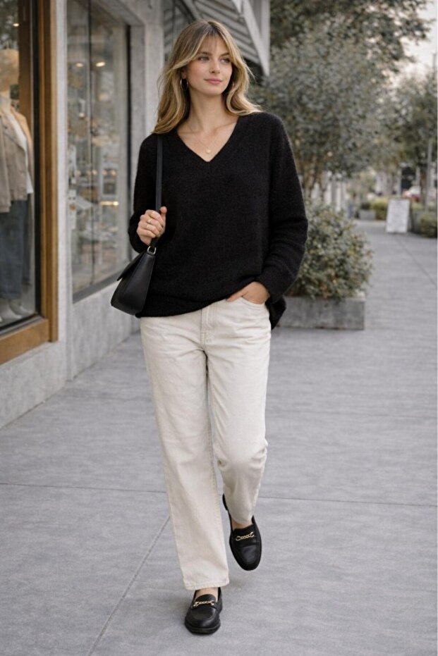 Women's Knitwear Sweater V-Neck Basic Knitwear Sweater