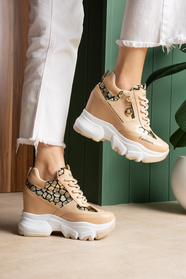 Sevilla Nud Leopard Hidden Heel Sports Shoes