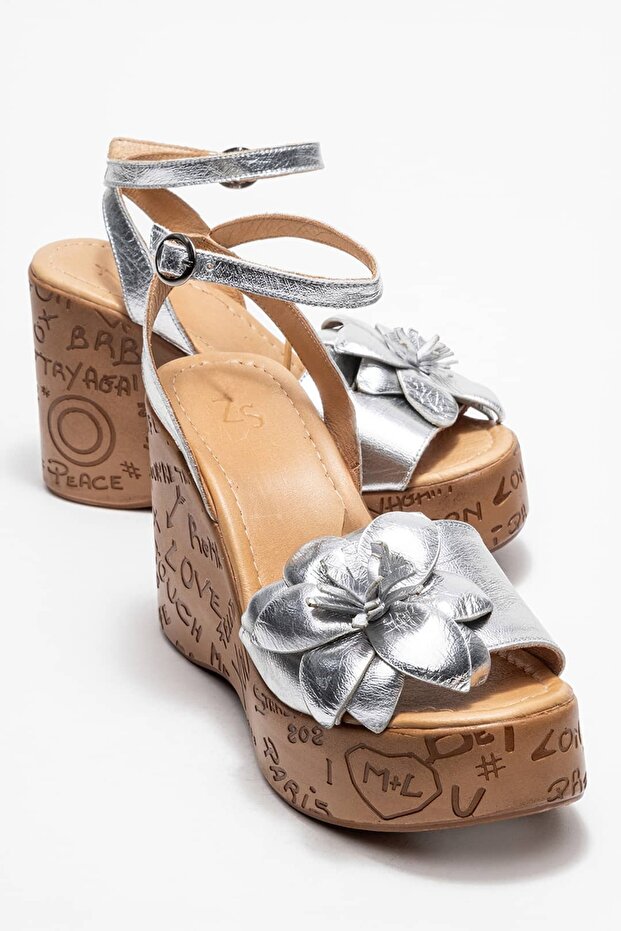 Harold Women's Genuine Leather Wedge Heel Sandals Lamé
