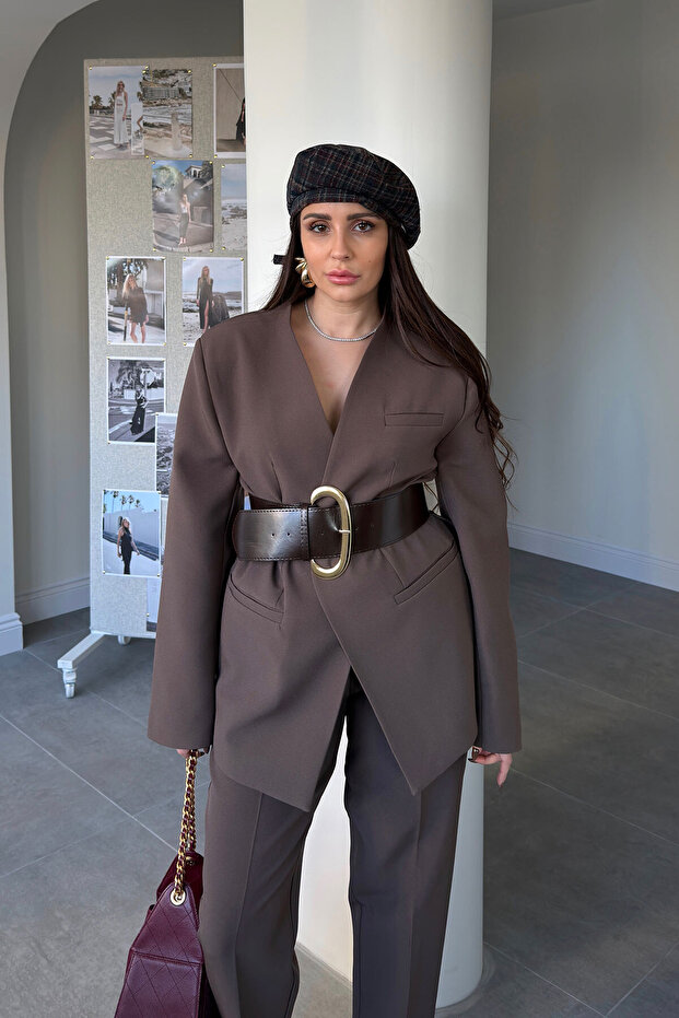 Premium Special Series Belted Jacket - Brown