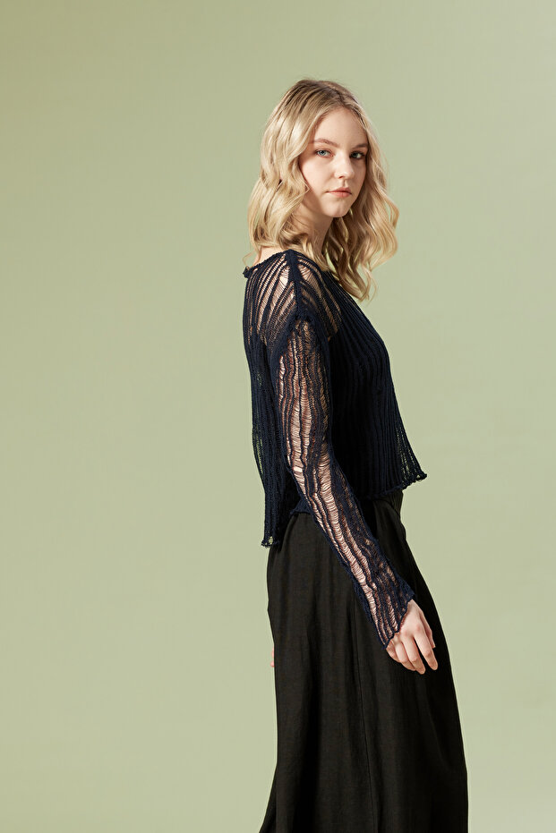 AJURLU TRİKO BLUZ - 4