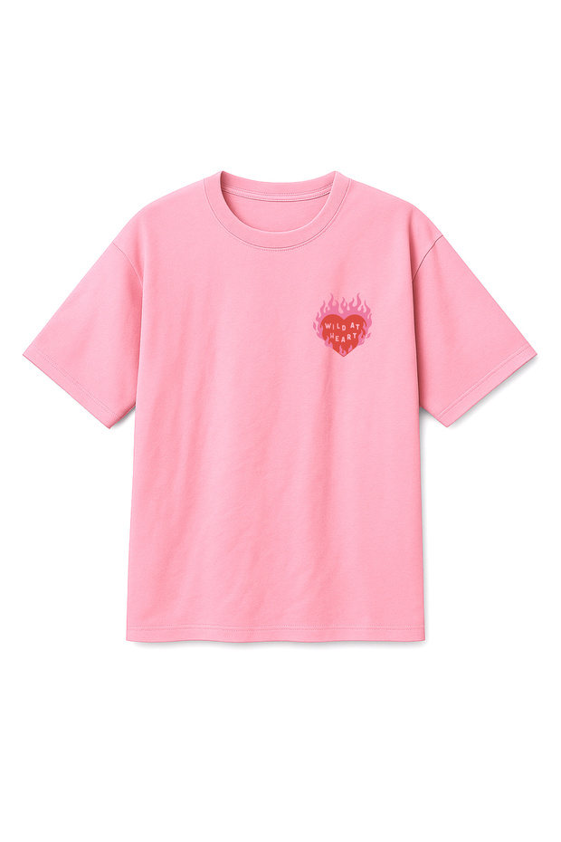 Oversize Unisex Wild at Heart Heart Printed T-Shirt