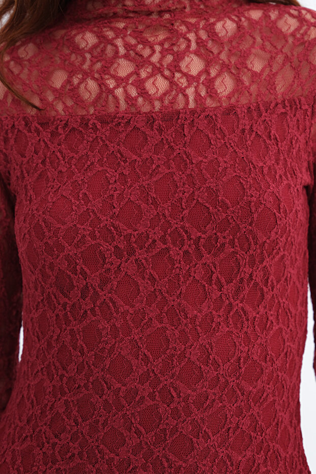 Dik Yaka Dantelli Elbise E18070 - 4