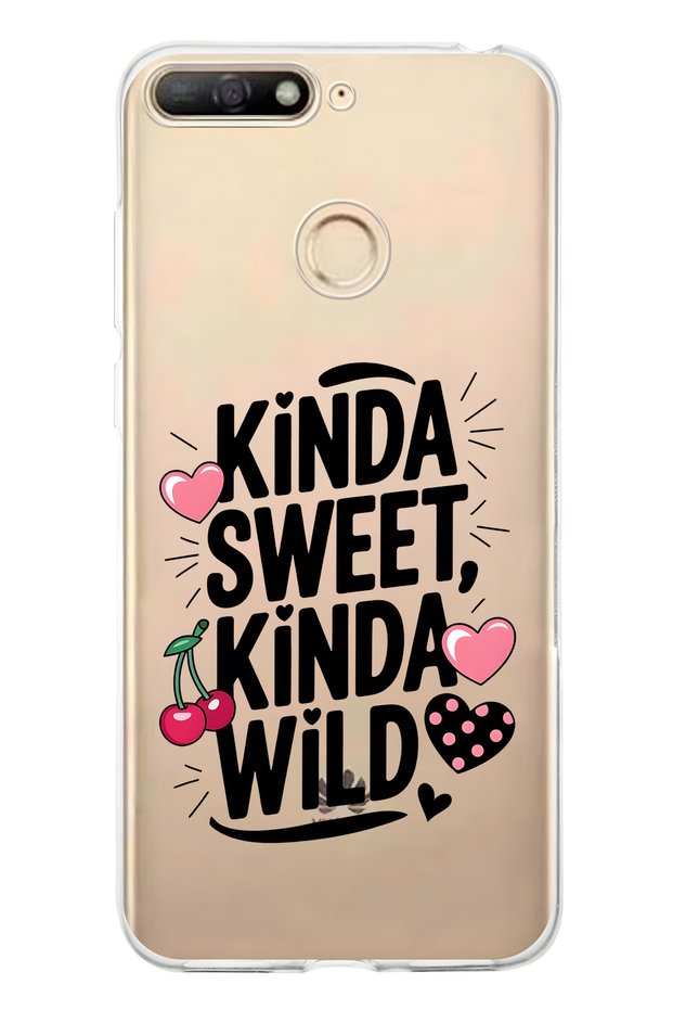 حافظة هاتف شفافة متوافقة مع هاتف هواوي Y6 2018 بنمط Kinda Sweet Kinda Wild