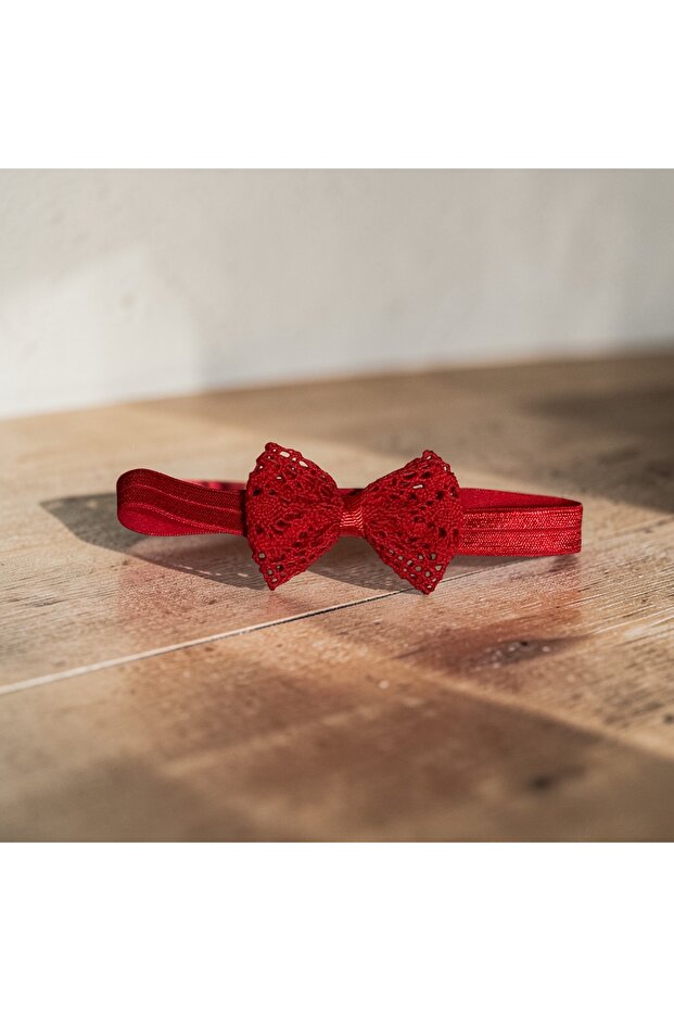 Red Guipure Detailed Baby Bandana