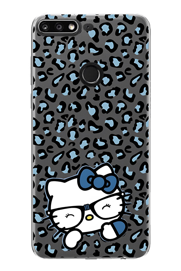 حافظة هاتف شفافة متوافقة مع هاتف هواوي Y7 2018 بنمط كيتي - 1