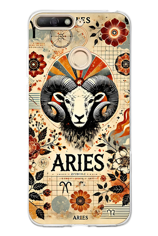 حافظة هاتف شفافة بنمط برج الحمل متوافقة مع هاتف هواوي Y6 2018 - 1