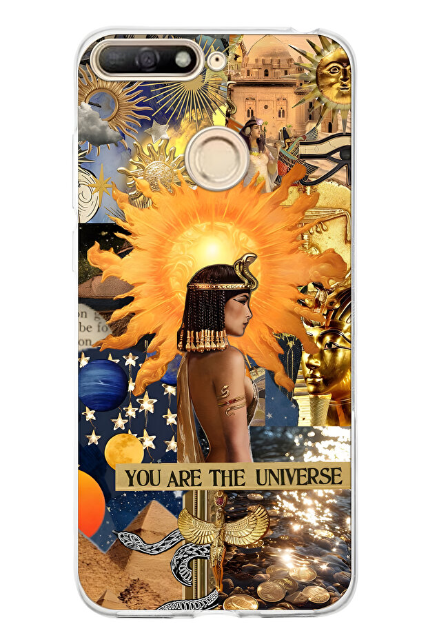 حافظة هاتف شفافة بنمط كليوباترا متوافقة مع هاتف هواوي Y6 2018 - 1