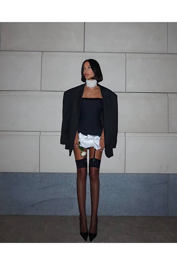 Kadın Straplez Mini Elbise - 1