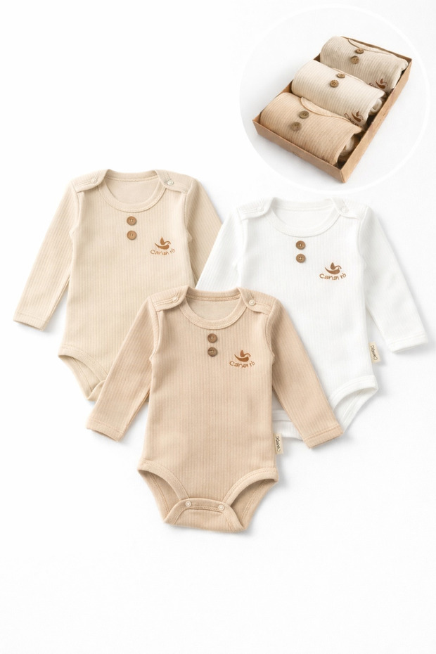 3-Piece 0-3 Month Boxed Baby Bady 100% Cotton Baby Birth Gift