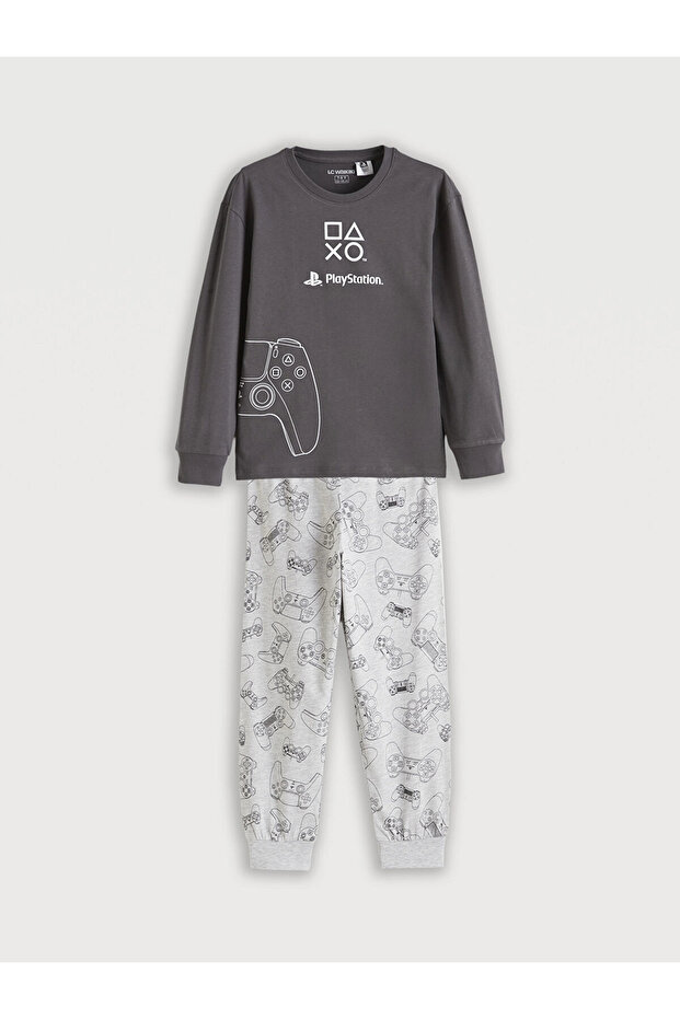 Lcw Kids Gray Playstation Printed Boys' Pajama Set