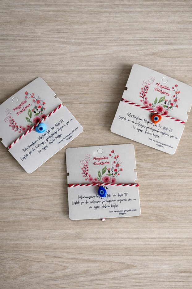 Marteniçka Evil Eye Beaded Wish Bracelet 3-Piece Welcome Wishing Card Lucky Bracelet