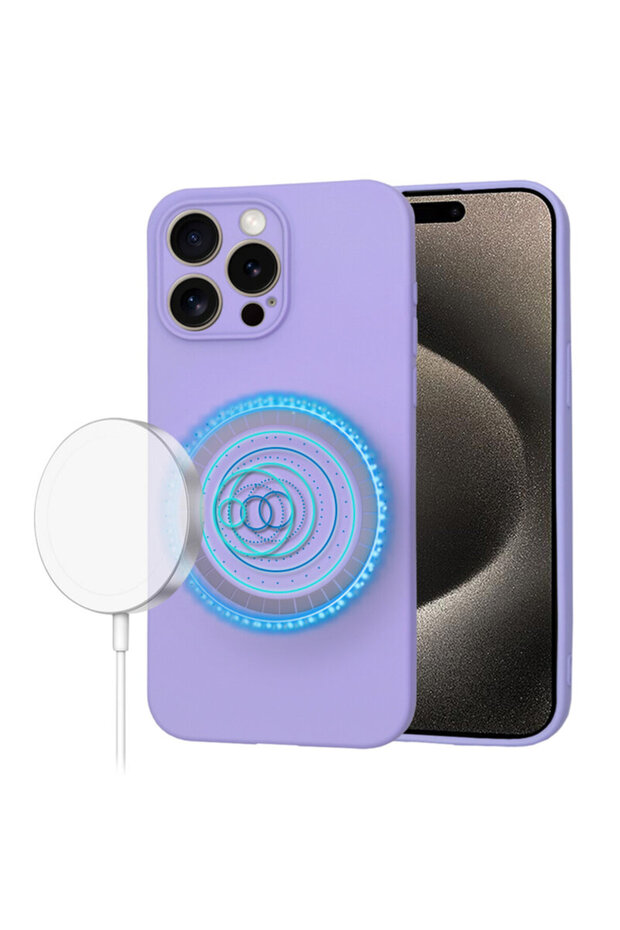 Silicone Case for iPhone 15 Pro Max SoftFlex MagSafe, violet