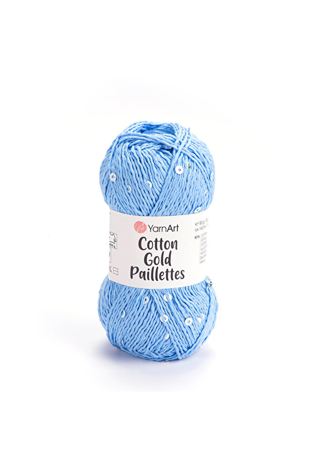 Cotton Gold Paillettes 82% Cotton 18% Polyester – 50 g 140 m Sequin Knitting Yarn-7110-1 Adet