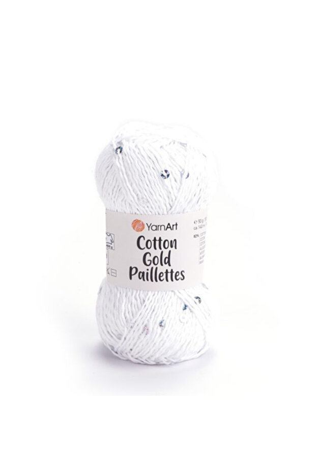 Cotton Gold Paillettes 82% Cotton 18% Polyester – 50 g 140 m Sequin Knitting Yarn-7102-1 Adet