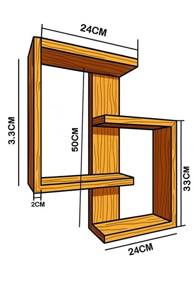 Ahşap Duvar Rafı - 2