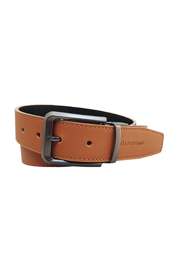 Men’s Reversible Leather Belt with Classic Metal Buckle