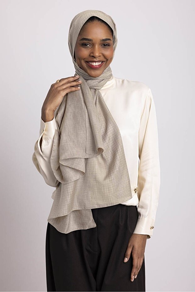 شال أورا مونوغرام منقوش على الوجهين - بيج - 2