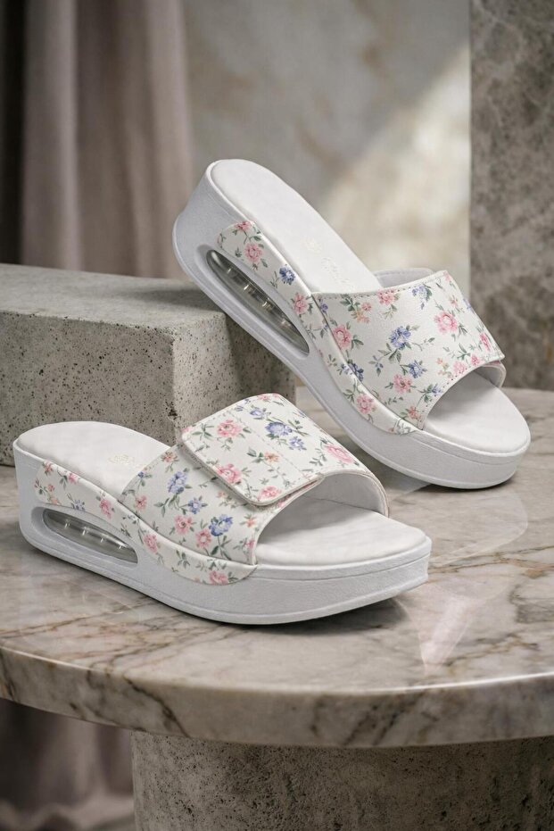 Womens Orthopedic Air-Sole Daily Slipper Platform with Anatomical Support and Floral Design