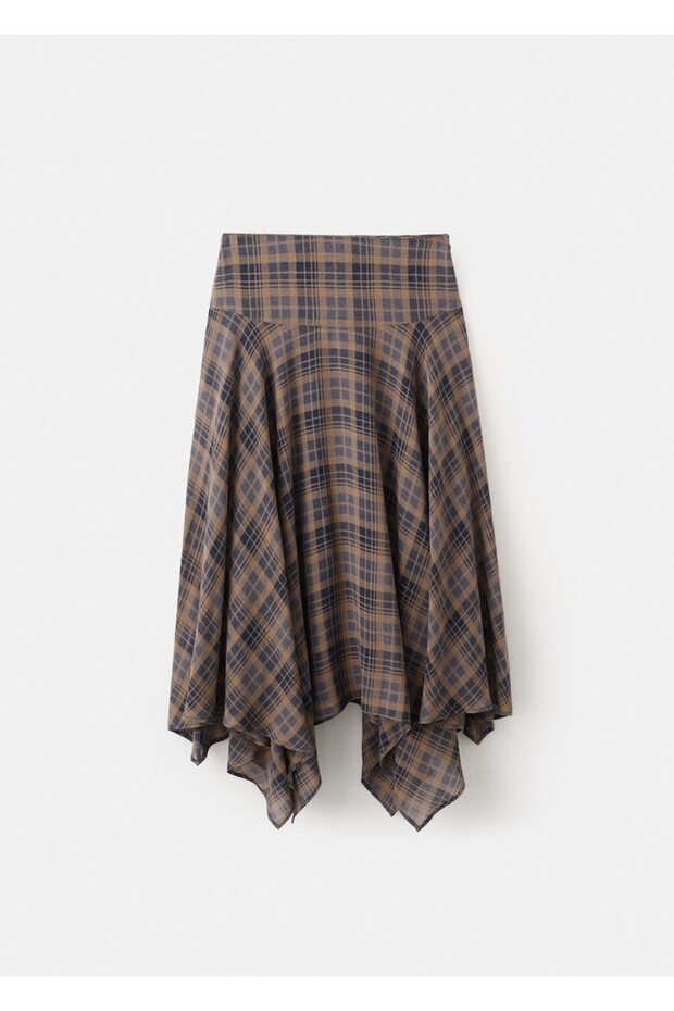 Damalı asimetrik etek - 3