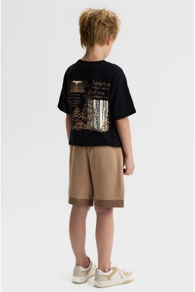 Limi̇ Boy's Soft Texture Flexible T-Shirt Shorts Combed Cotton Set