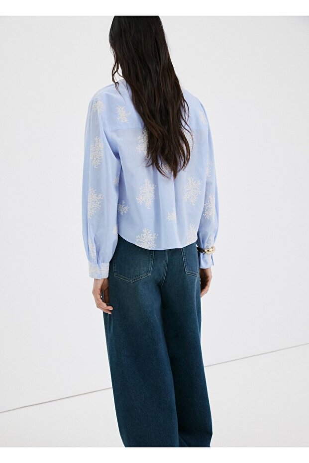 Çiçek işlemeli gömlek - 4