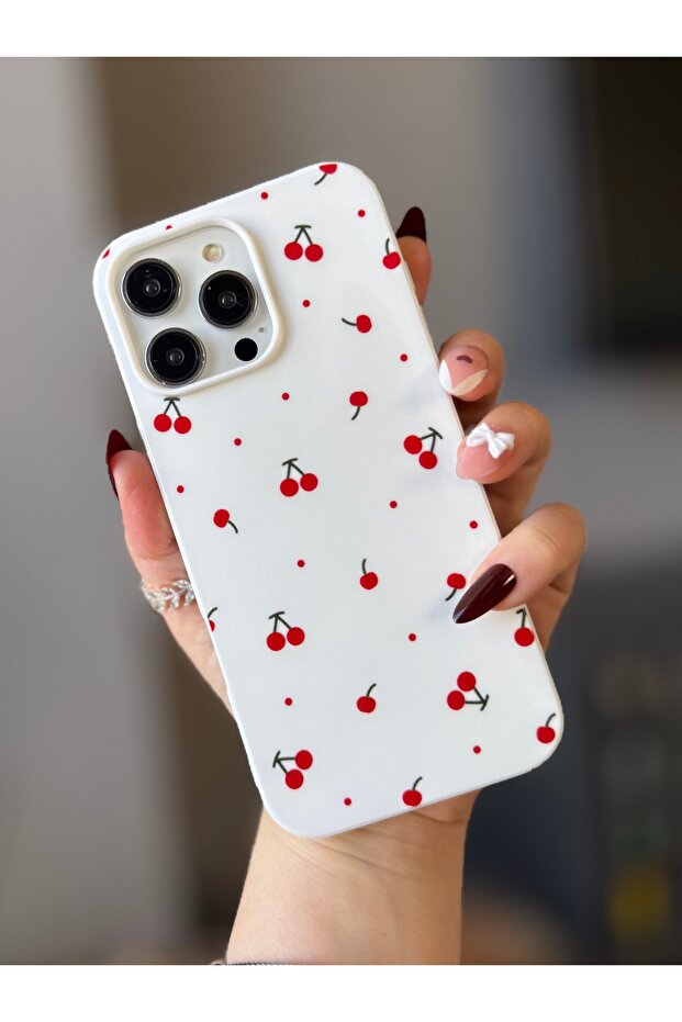 حافظة آيفون 16 برو ماكس بنمط الكرز الأبيض - 2